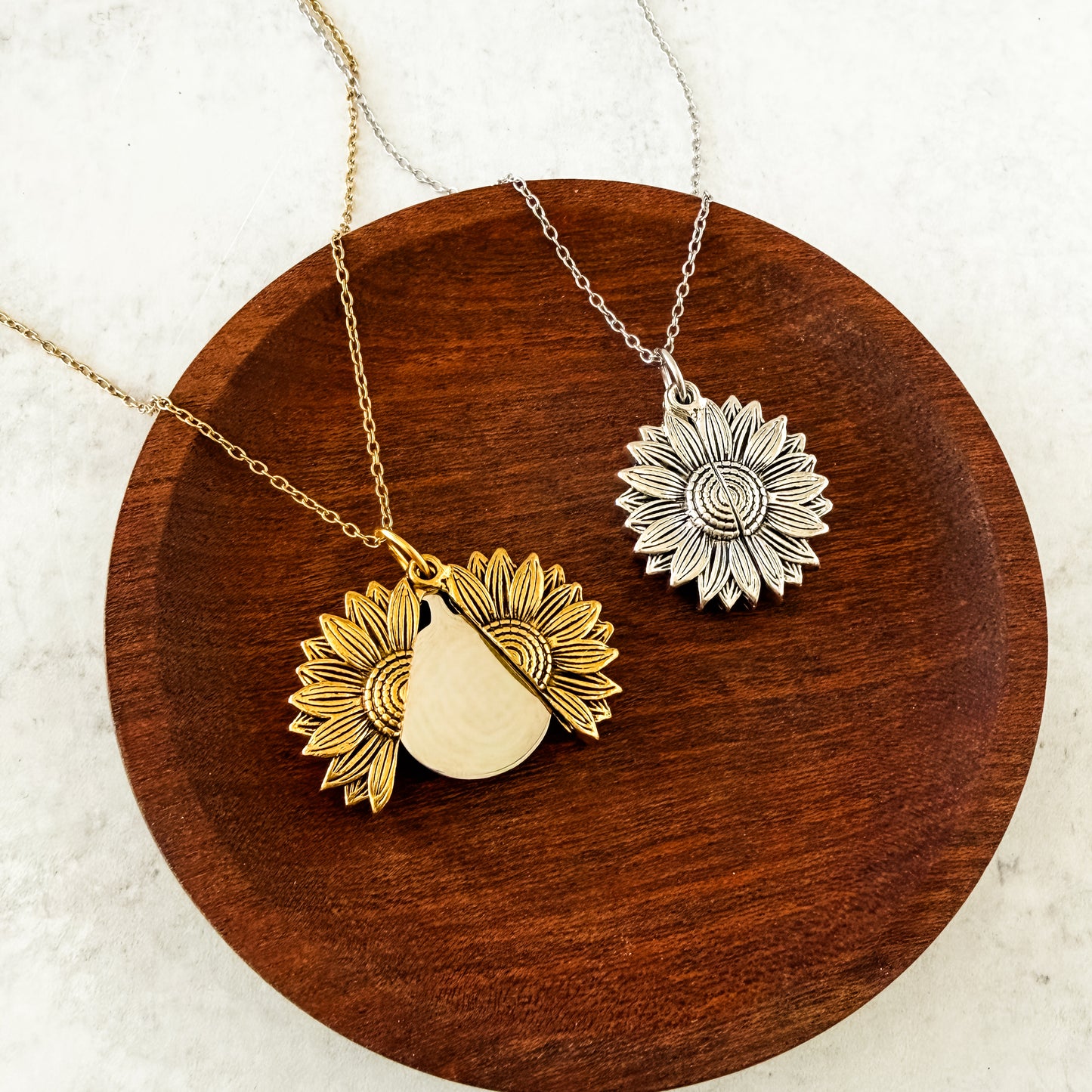 Sunflower Reveal Necklace (Silver or Gold), 1 Total, Metal Blank #153