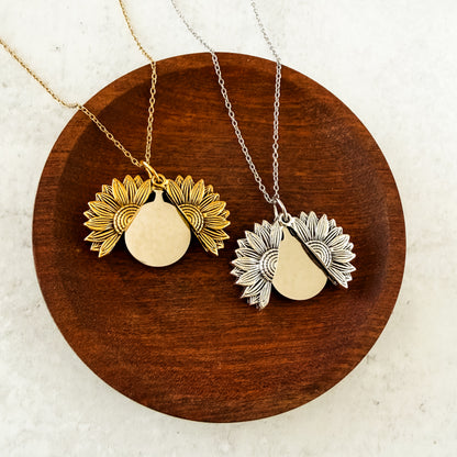 Sunflower Reveal Necklace (Silver or Gold), 1 Total, Metal Blank #153