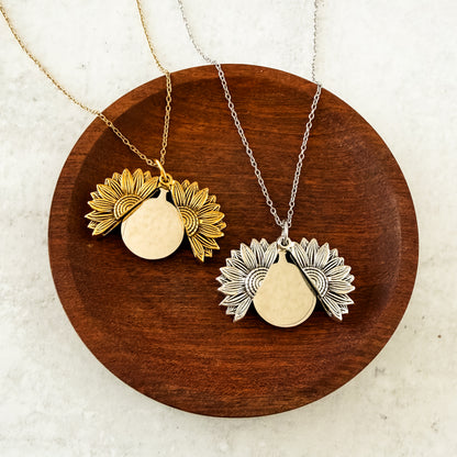 Sunflower Reveal Necklace (Silver or Gold), 1 Total, Metal Blank #153