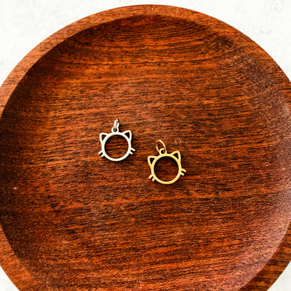 Minimal Cat Charms with Attached Jump Rings (Silver or Gold), 5 Total, Metal Blank #270