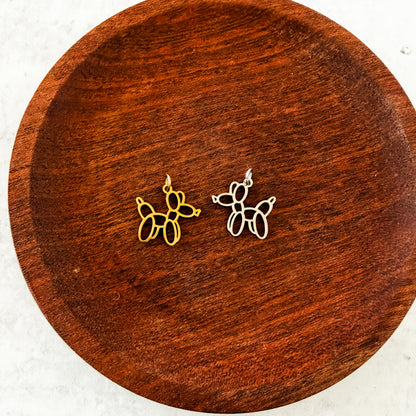Balloon Dog Charms with Attached Jump Rings (Silver or Gold), 5 Total, Metal Blank #271