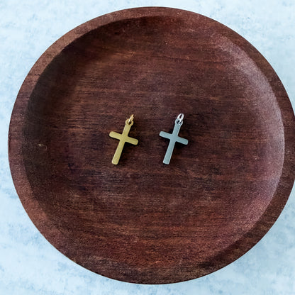 Engravable Mini Cross Charms with Attached Jump Rings (Silver or Gold), 5 Total, Metal Blank #272