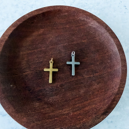 Engravable Mini Cross Charms with Attached Jump Rings (Silver or Gold), 5 Total, Metal Blank #272