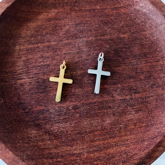 Engravable Mini Cross Charms with Attached Jump Rings (Silver or Gold), 5 Total, Metal Blank #272