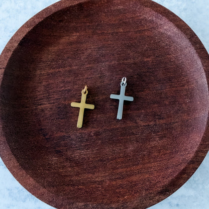 Engravable Mini Cross Charms with Attached Jump Rings (Silver or Gold), 5 Total, Metal Blank #272