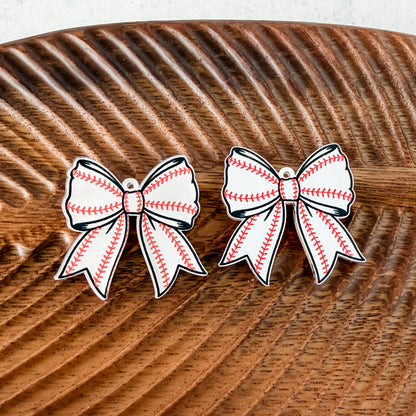 Baseball Tailored Bow Earring Blank (1 Pair), Acrylic Print & Cut, Laser Blank #1