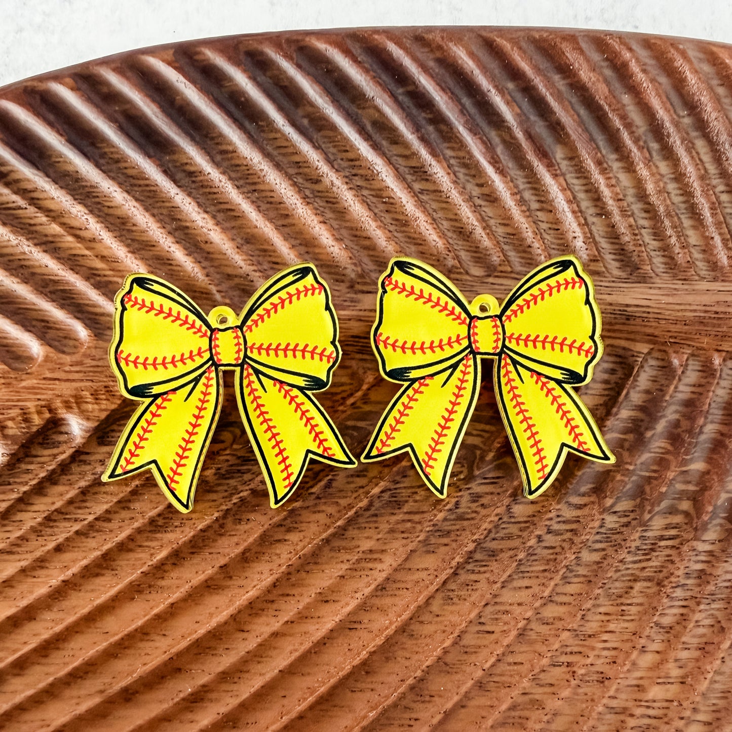 Softball Tailored Bow Earring Blank (1 Pair), Acrylic Print & Cut, Laser Blank #2