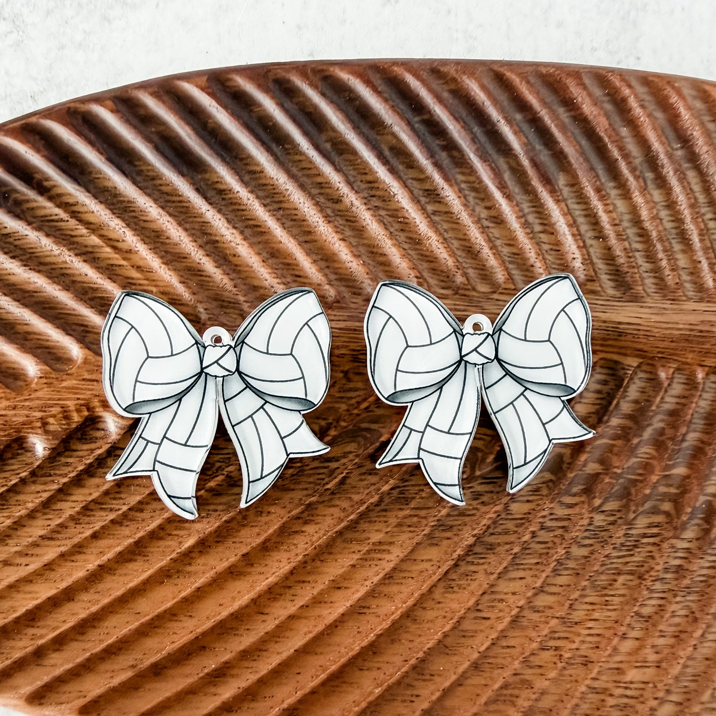 Volleyball Statement Bow Earring Blank (1 Pair), Acrylic Print & Cut, Laser Blank #3