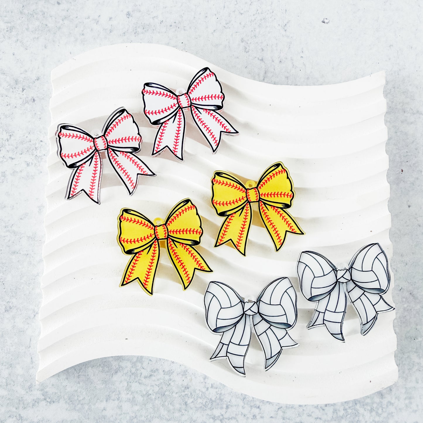 Volleyball Statement Bow Earring Blank (1 Pair), Acrylic Print & Cut, Laser Blank #3