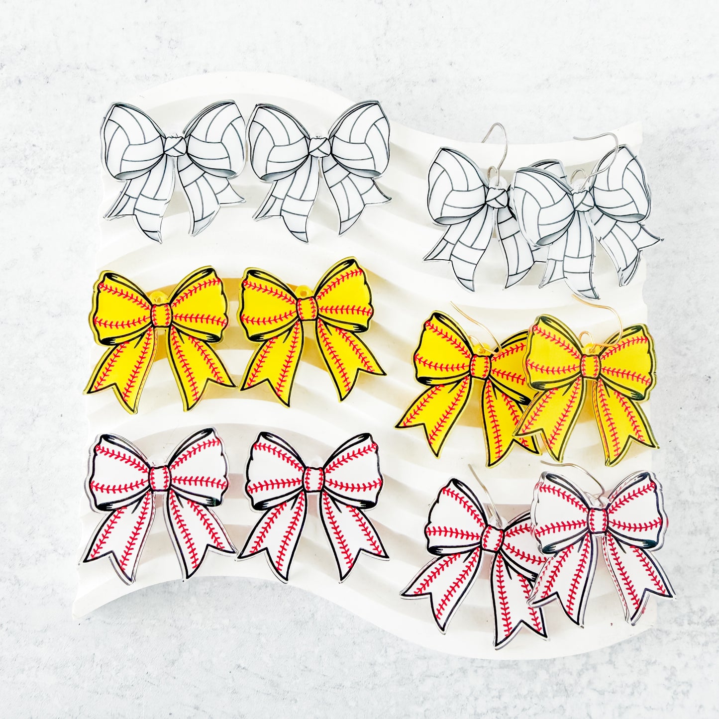 Volleyball Statement Bow Earring Blank (1 Pair), Acrylic Print & Cut, Laser Blank #3