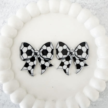 Medium Soccer Statement Bow Earring Blank (1 Pair), Acrylic Print & Cut, Laser Blank #5