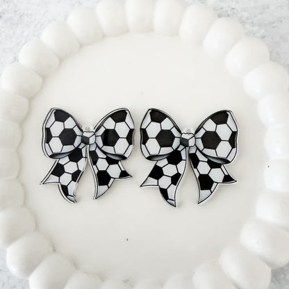 Medium Soccer Statement Bow Earring Blank (1 Pair), Acrylic Print & Cut, Laser Blank #5