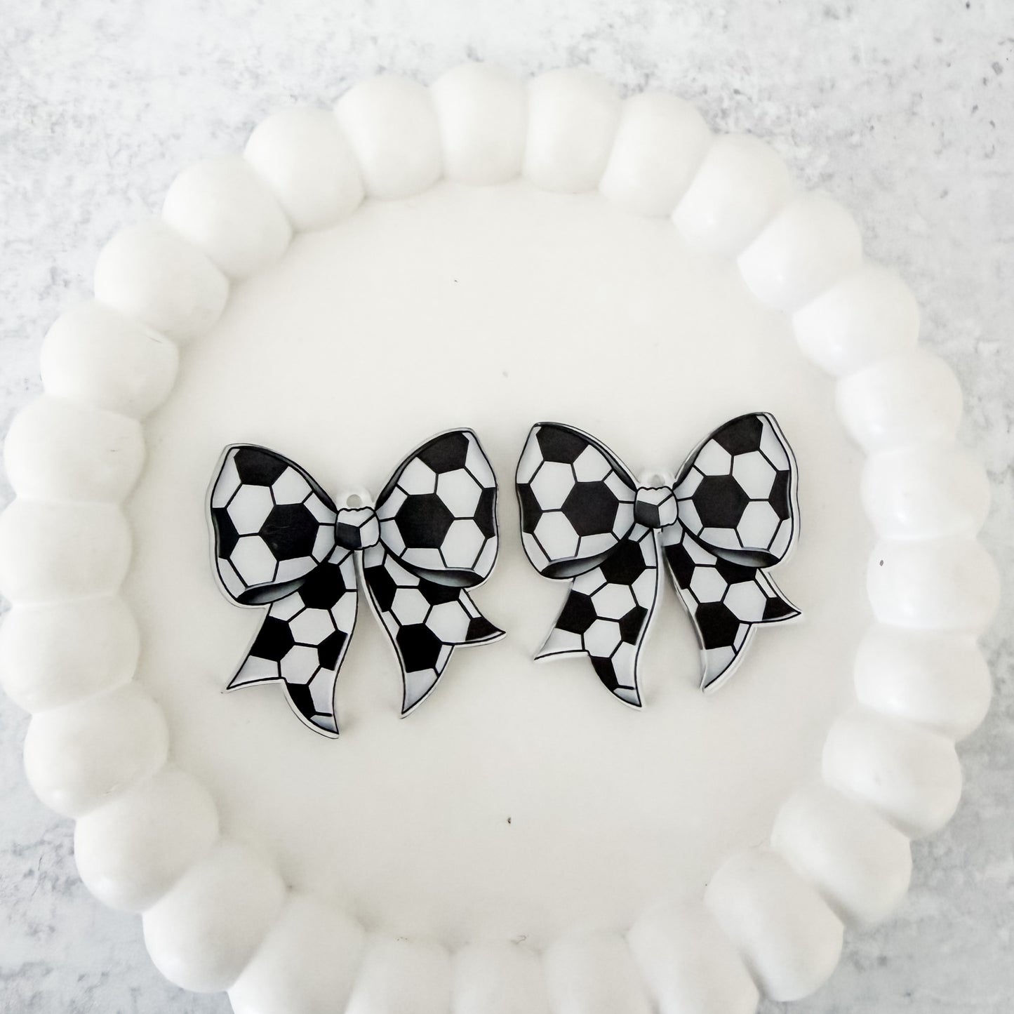 Medium Soccer Statement Bow Earring Blank (1 Pair), Acrylic Print & Cut, Laser Blank #5