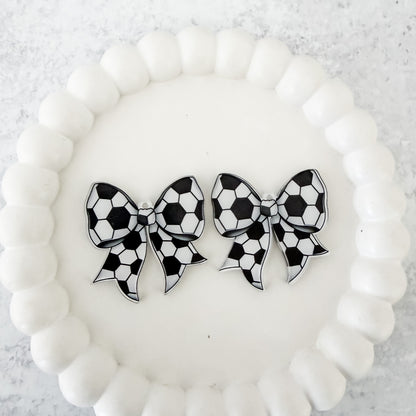 Medium Soccer Statement Bow Earring Blank (1 Pair), Acrylic Print & Cut, Laser Blank #5