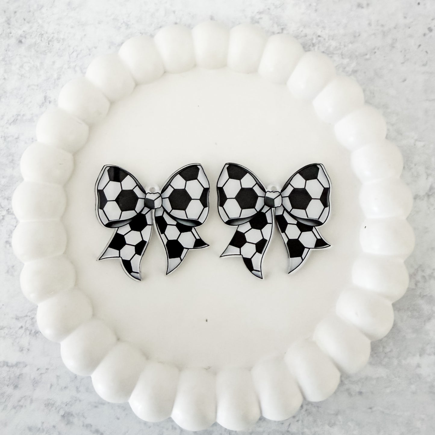 Medium Soccer Statement Bow Earring Blank (1 Pair), Acrylic Print & Cut, Laser Blank #5