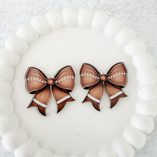 Football Bow Earring Blank (1 Pair), Acrylic Print & Cut, Laser Blank #6