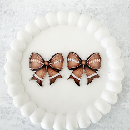 Medium Football Statement Bow Earring Blank (1 Pair), Acrylic Print & Cut, Laser Blank #6