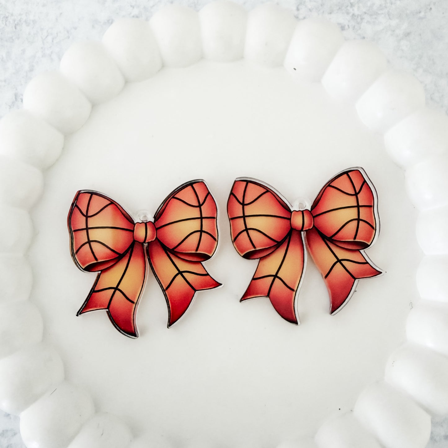 Medium Basketball Statement Bow Earring Blank (1 Pair), Acrylic Print & Cut, Laser Blank #4