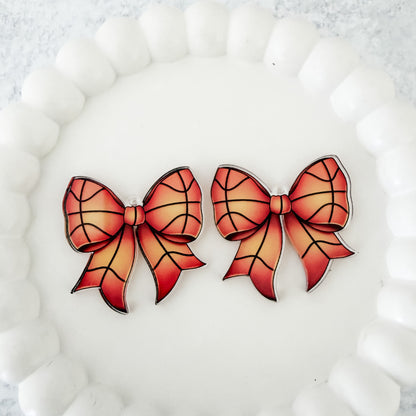 Medium Basketball Statement Bow Earring Blank (1 Pair), Acrylic Print & Cut, Laser Blank #4