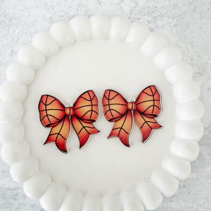 Medium Basketball Statement Bow Earring Blank (1 Pair), Acrylic Print & Cut, Laser Blank #4