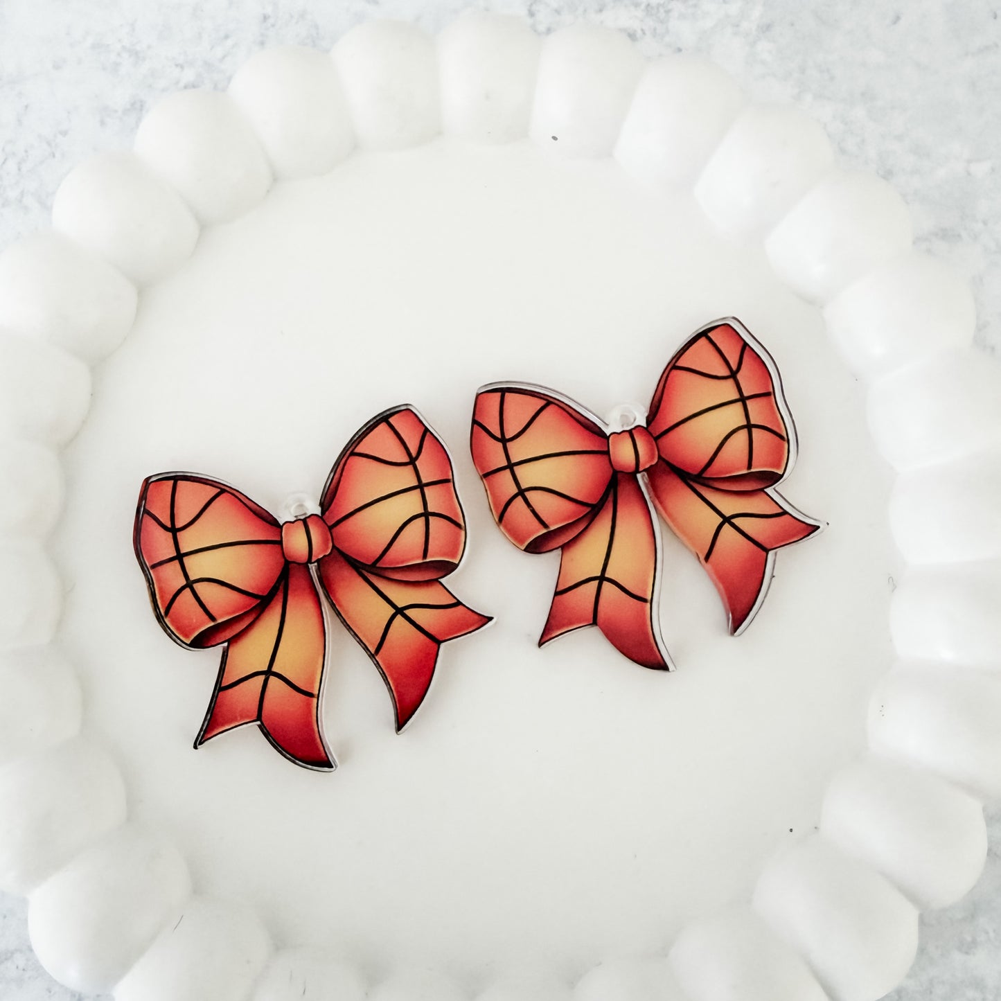 Medium Basketball Statement Bow Earring Blank (1 Pair), Acrylic Print & Cut, Laser Blank #4