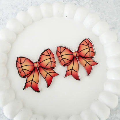 Medium Basketball Statement Bow Earring Blank (1 Pair), Acrylic Print & Cut, Laser Blank #4