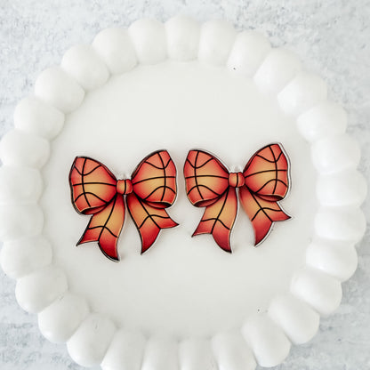 Medium Basketball Statement Bow Earring Blank (1 Pair), Acrylic Print & Cut, Laser Blank #4