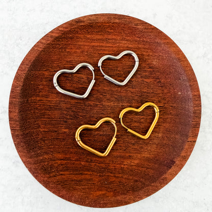 Heart Stainless Steel Huggie Without Loop (Choose Silver or Gold), 10 Pieces, Hoop #57