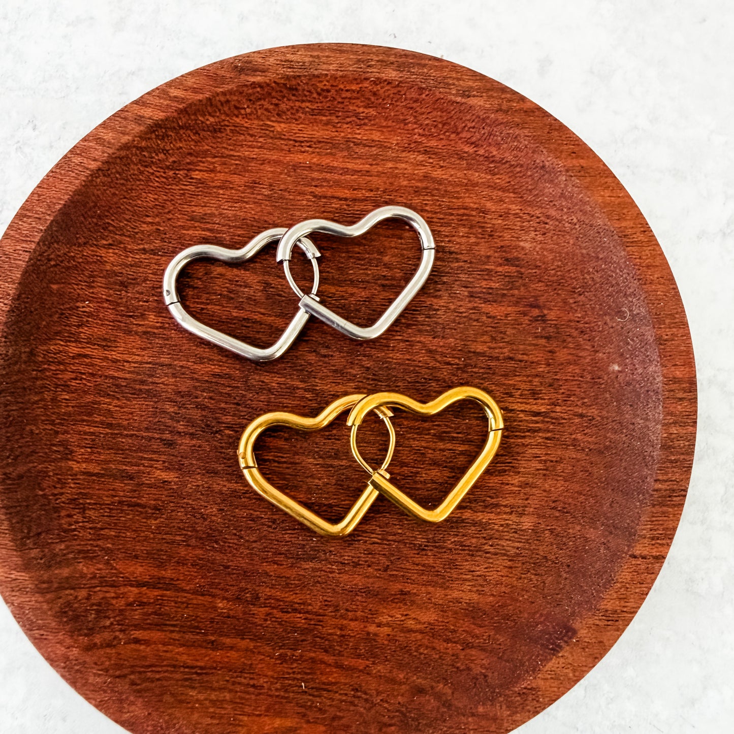 Heart Stainless Steel Huggie Without Loop (Choose Silver or Gold), 10 Pieces, Hoop #57