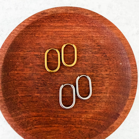 True Oval Stainless Steel Huggie Without Loop (Choose Silver or Gold), 10 Pieces, Hoop #55