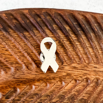 Awareness Ribbon Lapel Pin (Silver), 1 Pin Total, Metal Blank #273