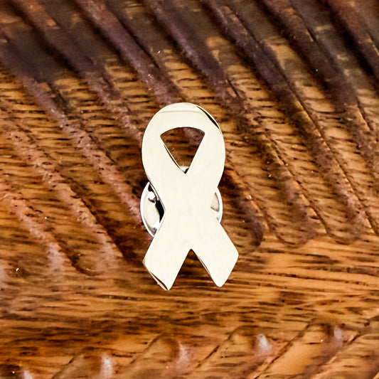 Awareness Ribbon Lapel Pin (Silver), 1 Pin Total, Metal Blank #273