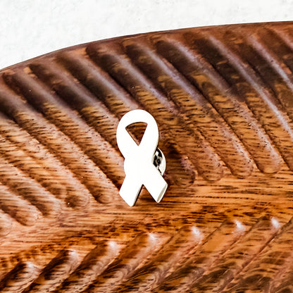 Awareness Ribbon Lapel Pin (Silver), 1 Pin Total, Metal Blank #273