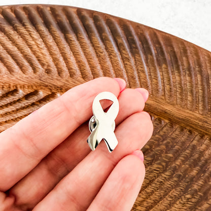 Awareness Ribbon Lapel Pin (Silver), 1 Pin Total, Metal Blank #273