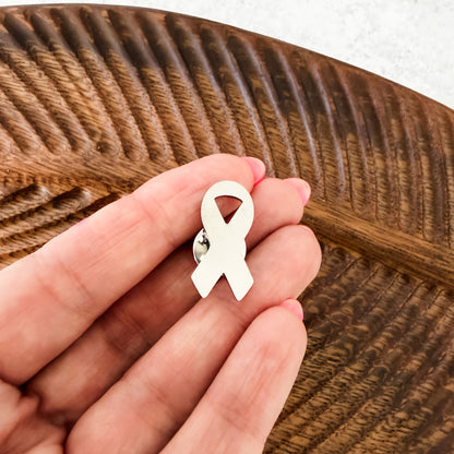 Awareness Ribbon Lapel Pin (Silver), 1 Pin Total, Metal Blank #273