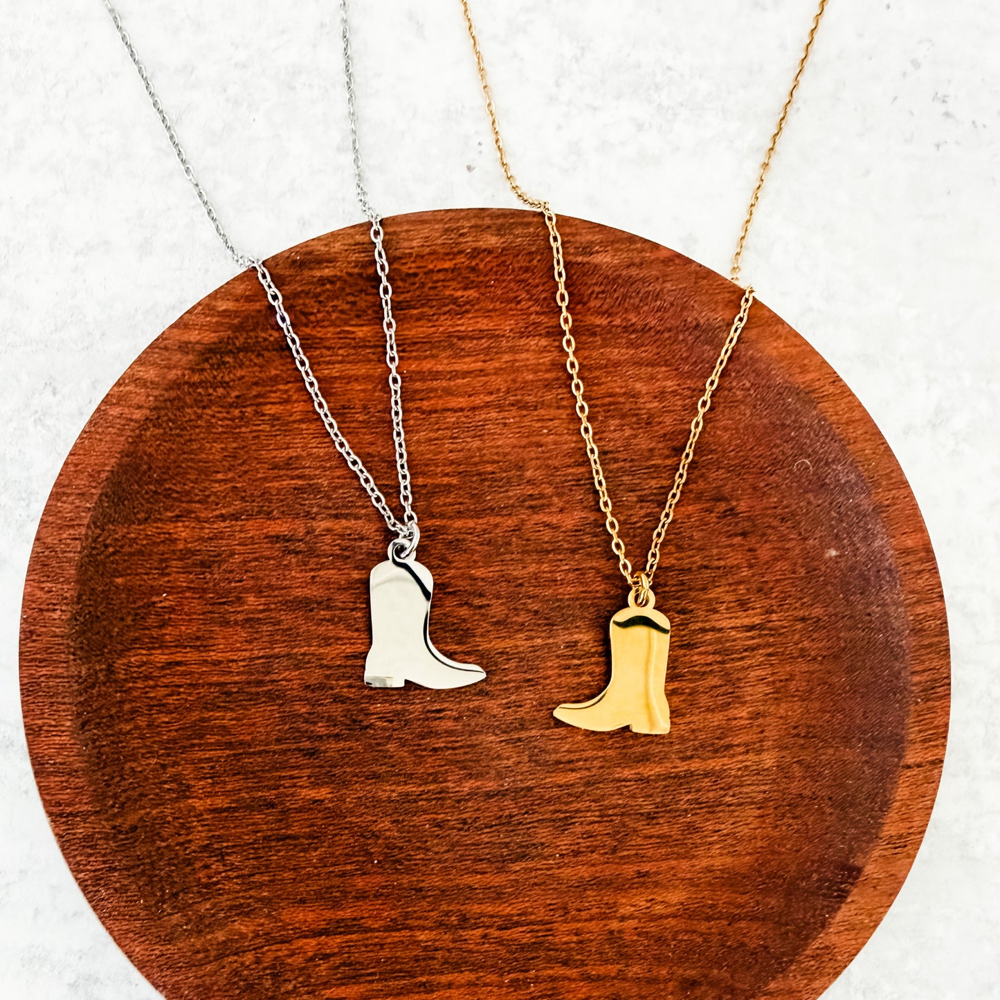 Cowboy Boot Necklace (Silver or Gold), 1 Total, Metal Blank #275