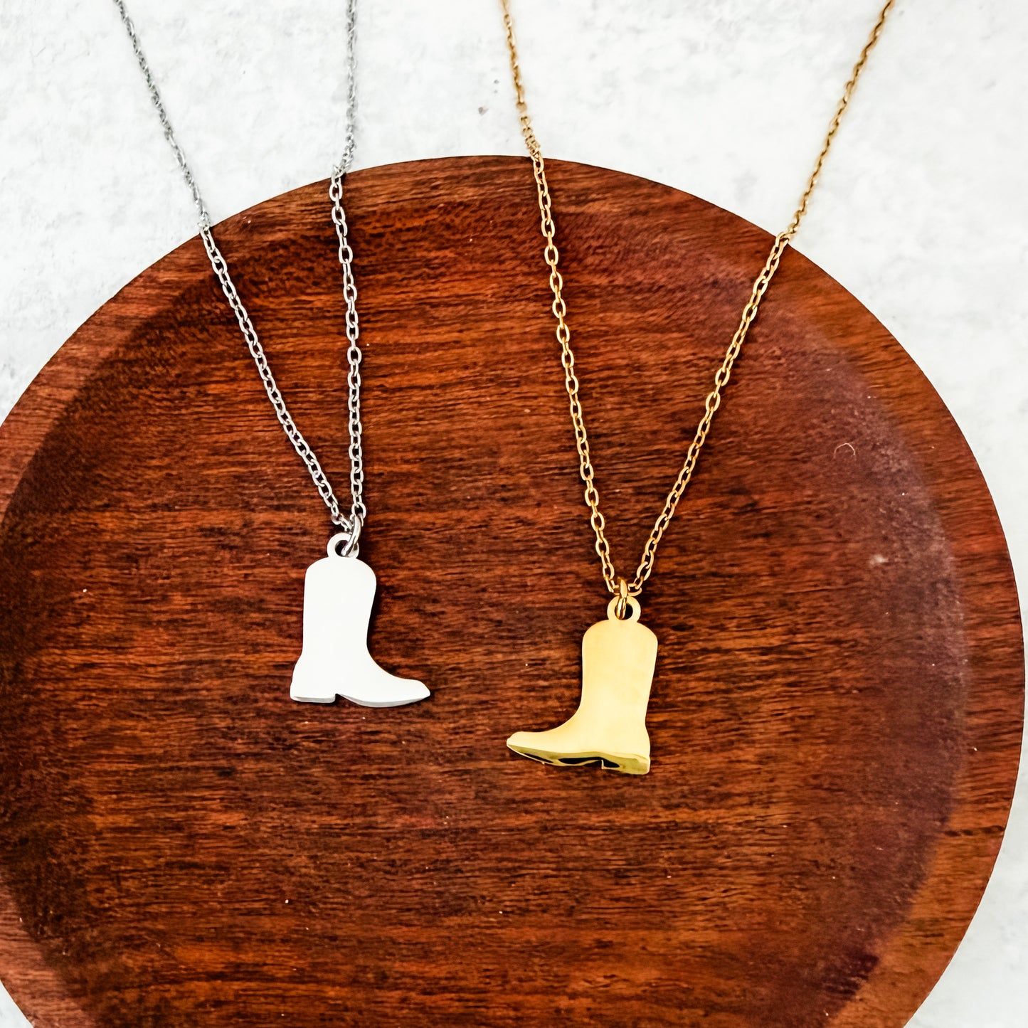 Cowboy Boot Necklace (Silver or Gold), 1 Total, Metal Blank #275