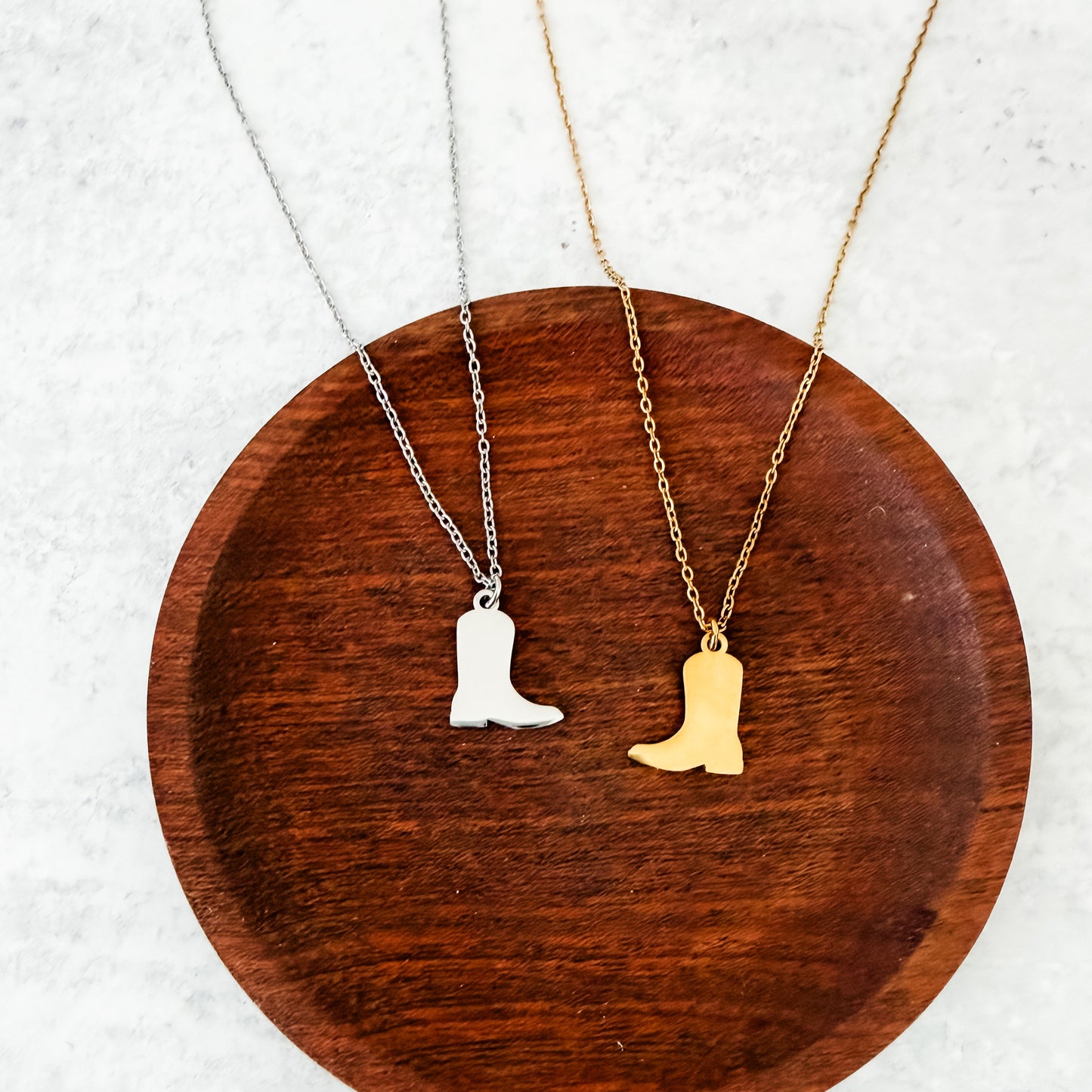 Cowboy Boot Necklace (Silver or Gold), 1 Total, Metal Blank #275