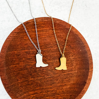 Cowboy Boot Necklace (Silver or Gold), 1 Total, Metal Blank #275