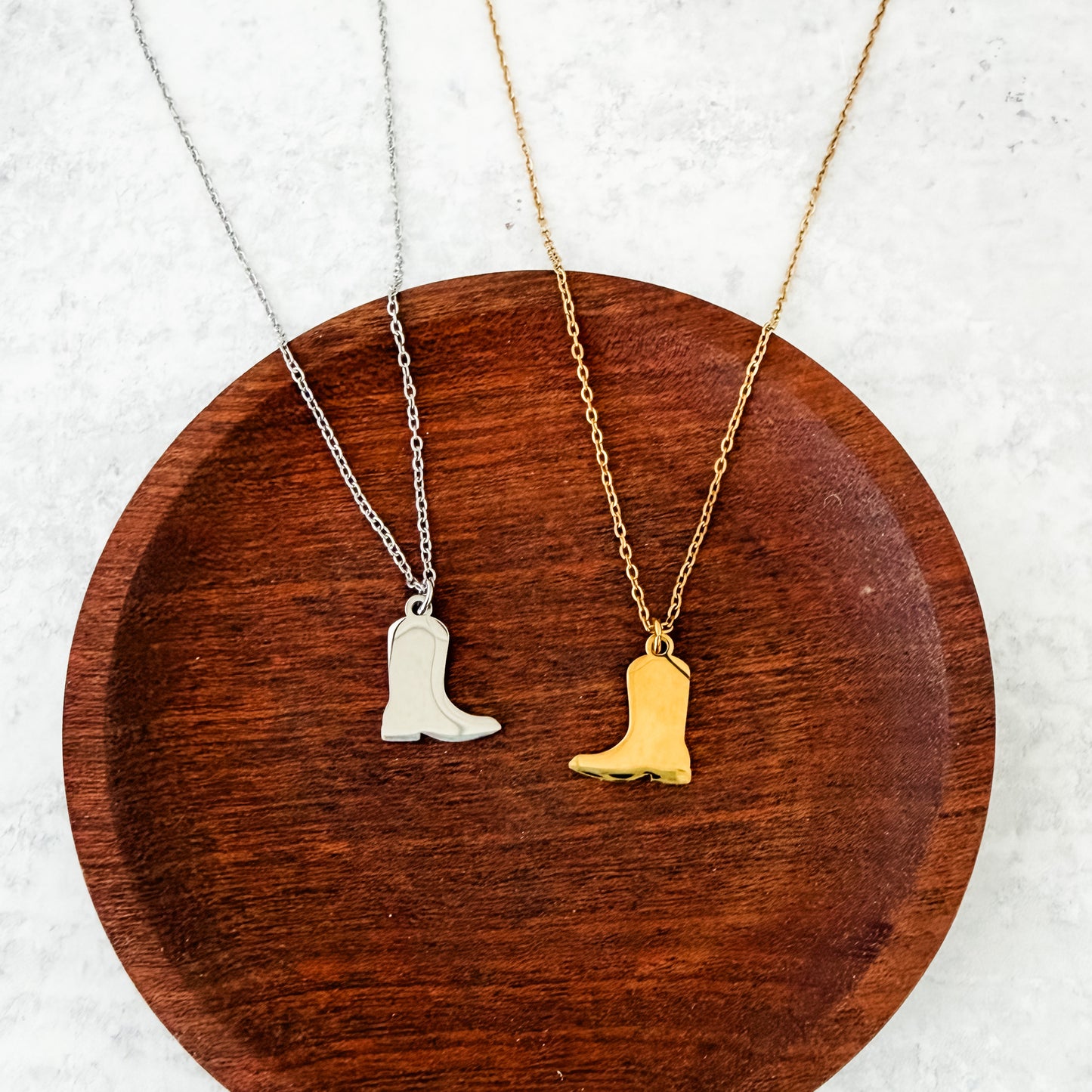 Cowboy Boot Necklace (Silver or Gold), 1 Total, Metal Blank #275