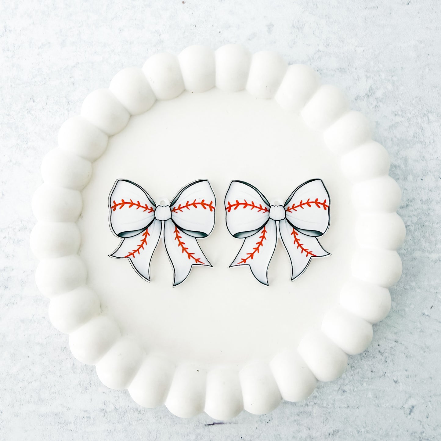 Baseball Statement Bow Earring Blank (1 Pair), Acrylic Print & Cut, Laser Blank #8