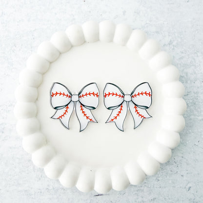 Baseball Statement Bow Earring Blank (1 Pair), Acrylic Print & Cut, Laser Blank #8
