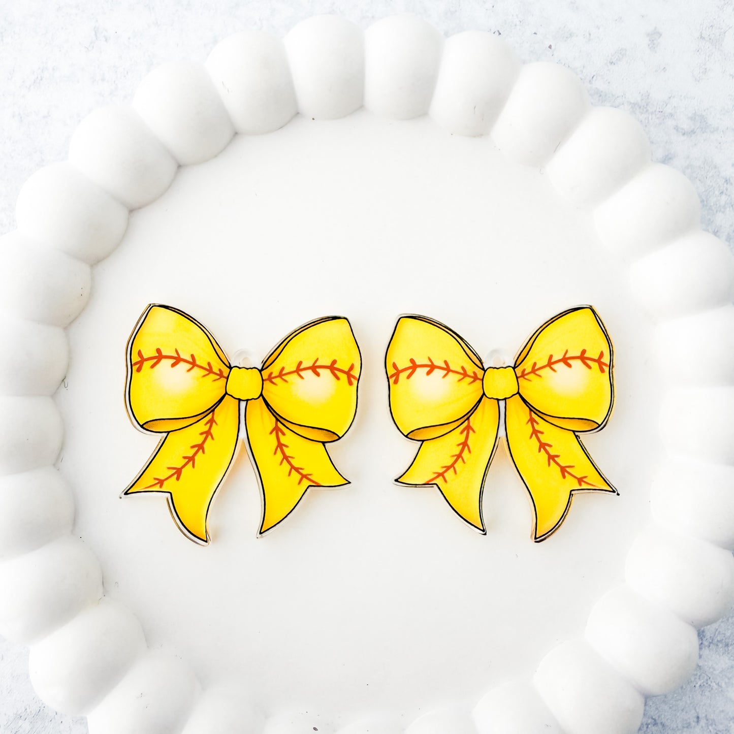 Softball Statement Bow Earring Blank (1 Pair), Acrylic Print & Cut, Laser Blank #7