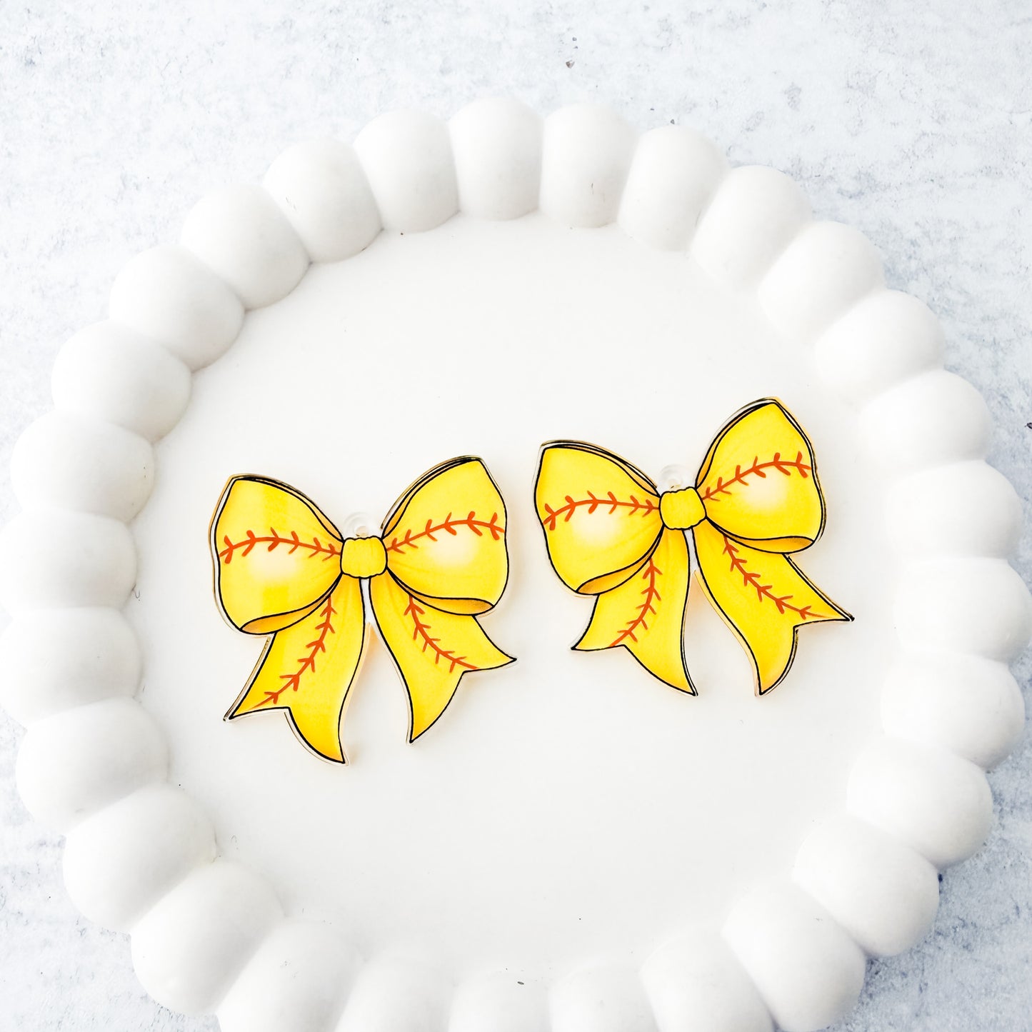 Softball Statement Bow Earring Blank (1 Pair), Acrylic Print & Cut, Laser Blank #7