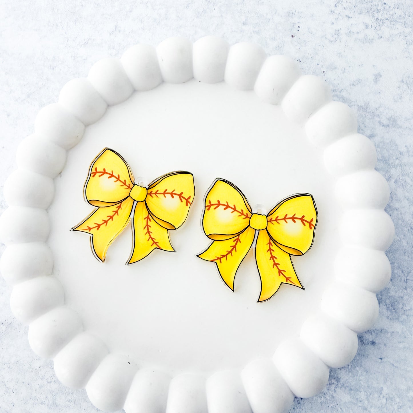Softball Statement Bow Earring Blank (1 Pair), Acrylic Print & Cut, Laser Blank #7