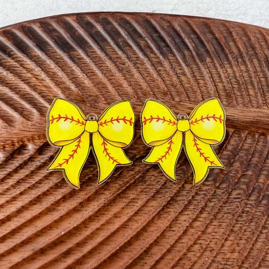 Softball Statement Bow Earring Blank (1 Pair), Acrylic Print & Cut, Laser Blank #7