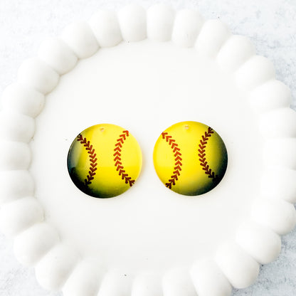 Softball Earring Blank (1 Pair), Acrylic Print & Cut, Laser Blank #9