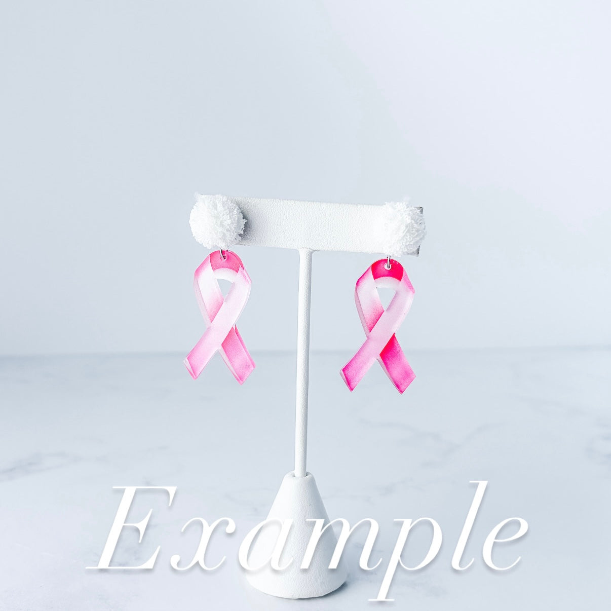 Pink Awareness Ribbon Earring Blank (1 Pair), Acrylic Print & Cut, Laser Blank #84
