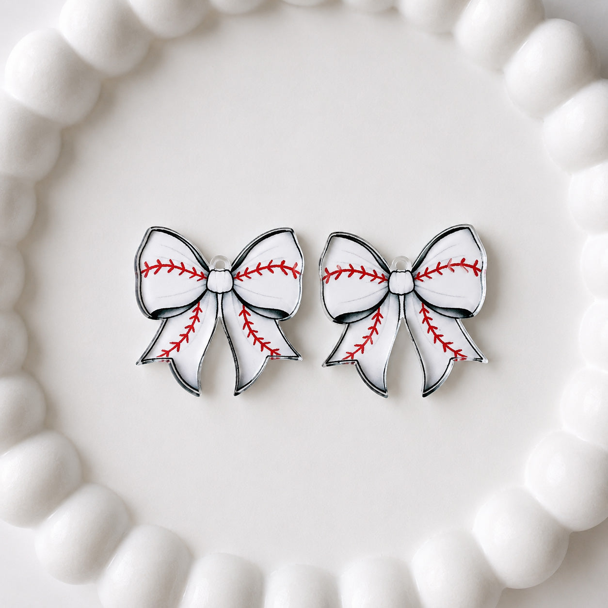 Petite Baseball Statement Bow Earring Blank (1 Pair), Acrylic Print & Cut, Laser Blank #30