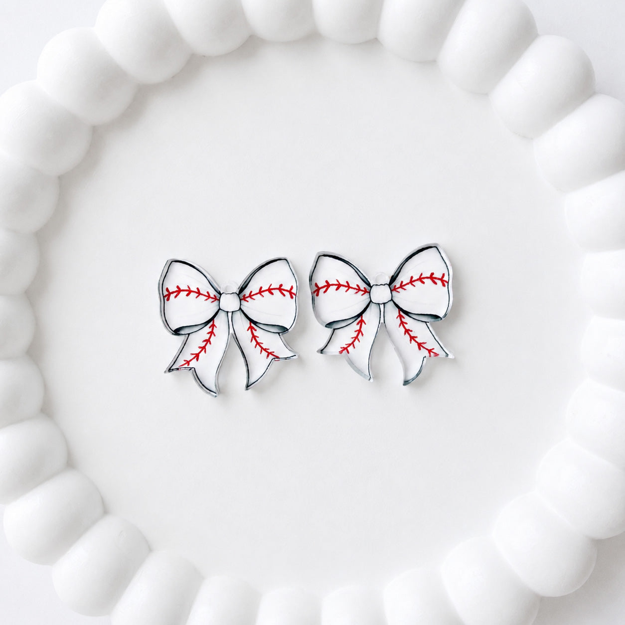 Petite Baseball Statement Bow Earring Blank (1 Pair), Acrylic Print & Cut, Laser Blank #30